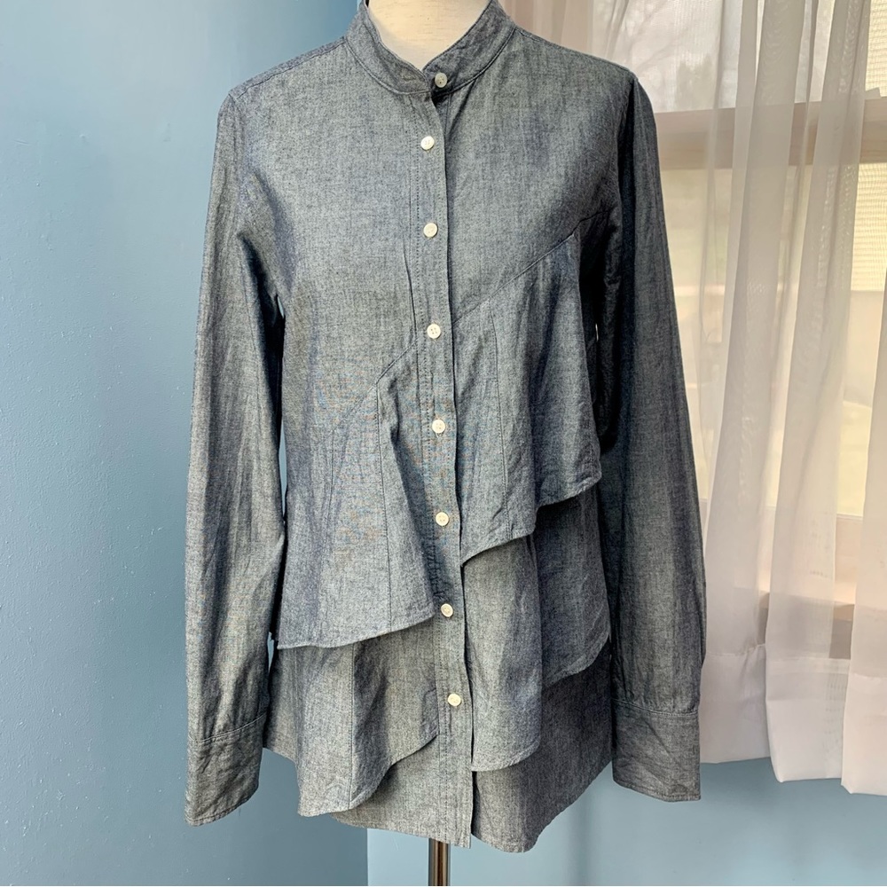 J. Crew Chambray Pararuffle Button Down Shirt - Picture 2 of 9
